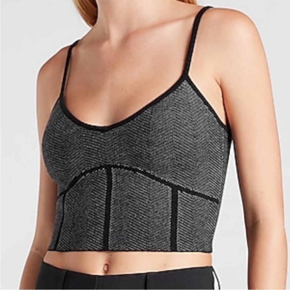 Herringbone Cropped Sweater Cami